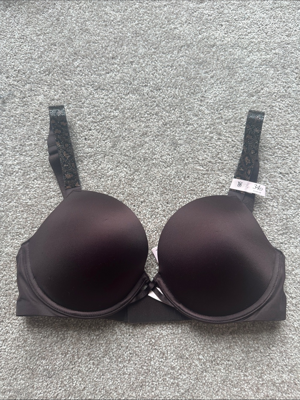 Victoria's Secret Brown Push-Up Bra with Embellished Straps